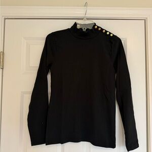 J. Crew Black Turtleneck with Gold Button Accents